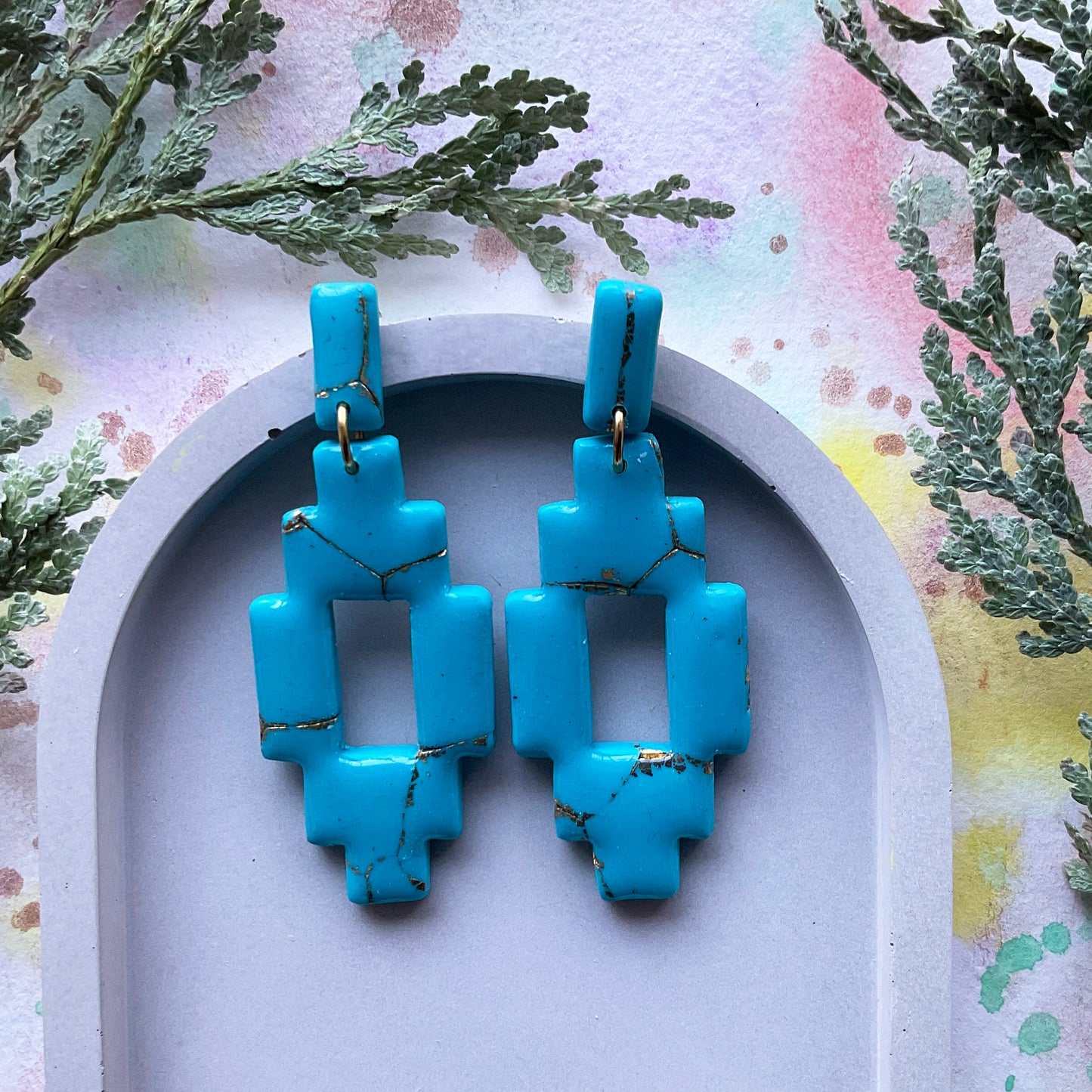 Turquoise geometric earring