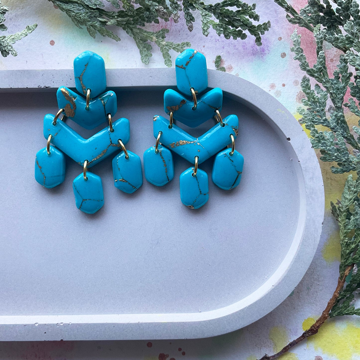 Turquoise chevron earring