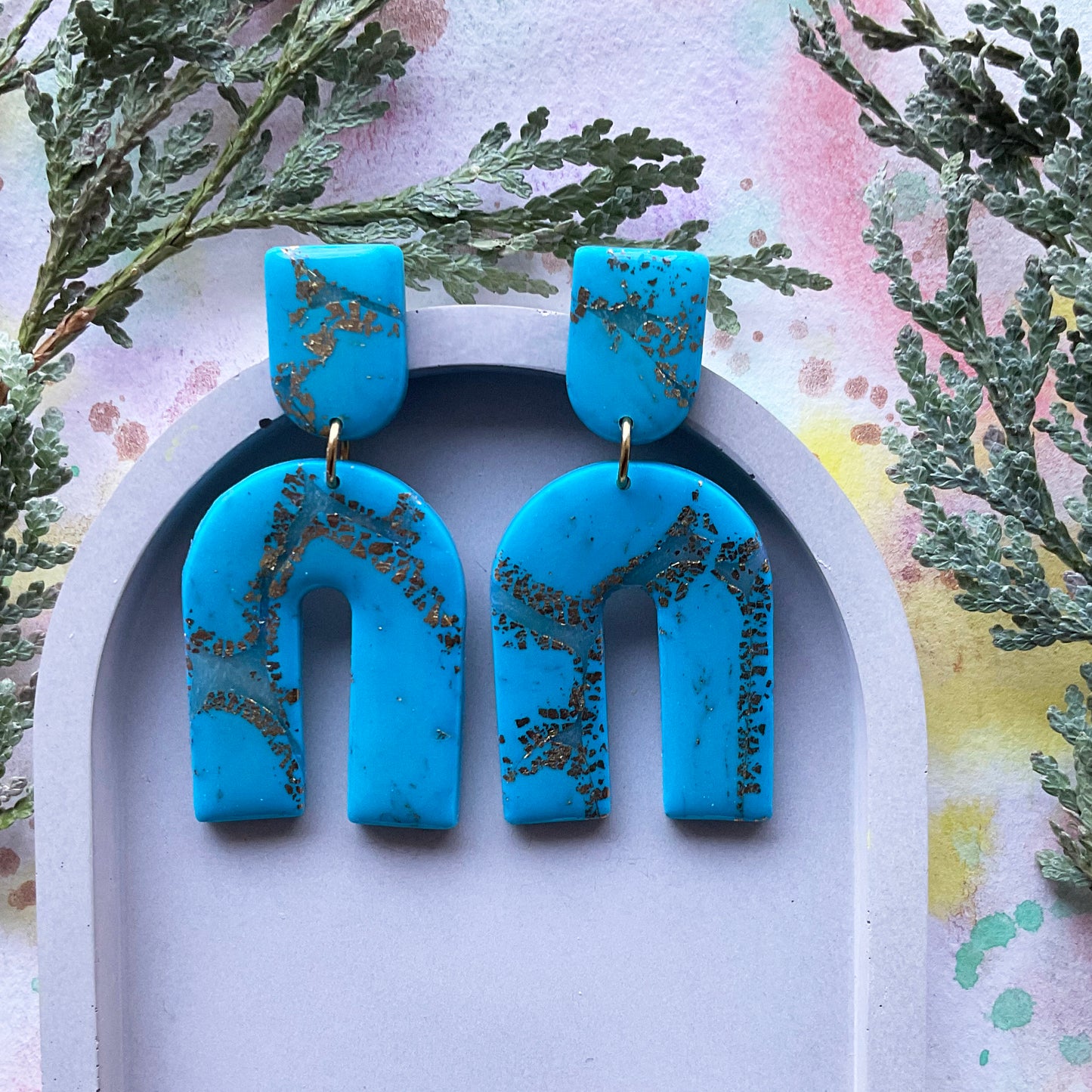 Turquoise arch earring