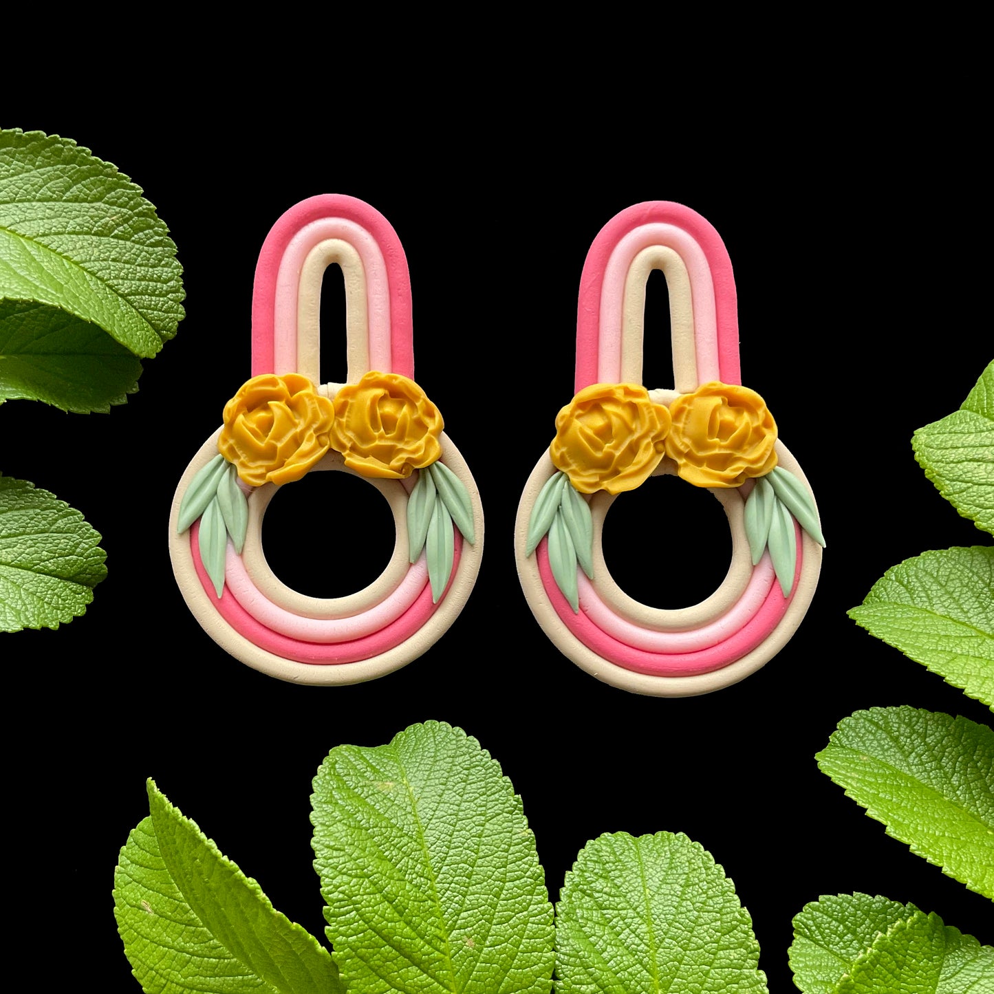 Circle floral earring