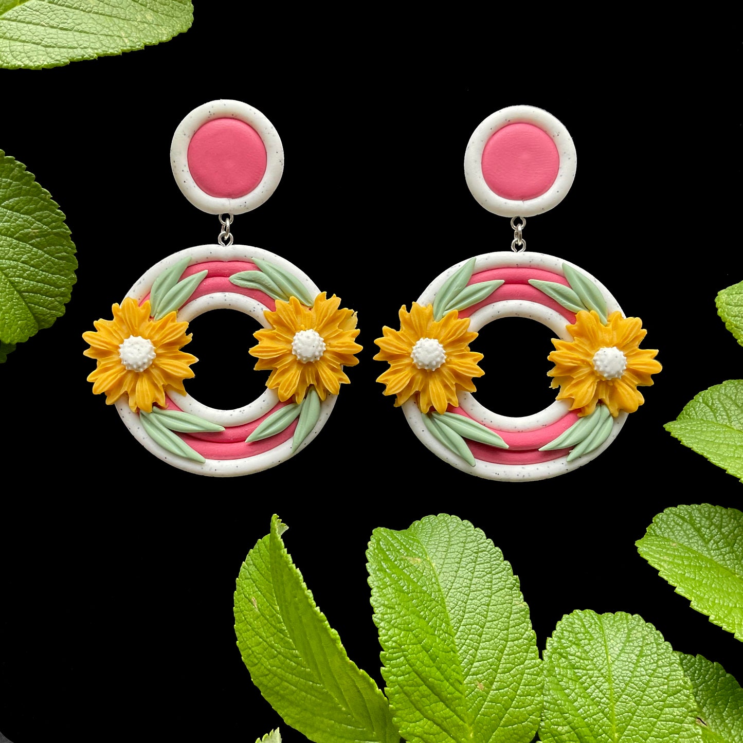 Circle floral earring