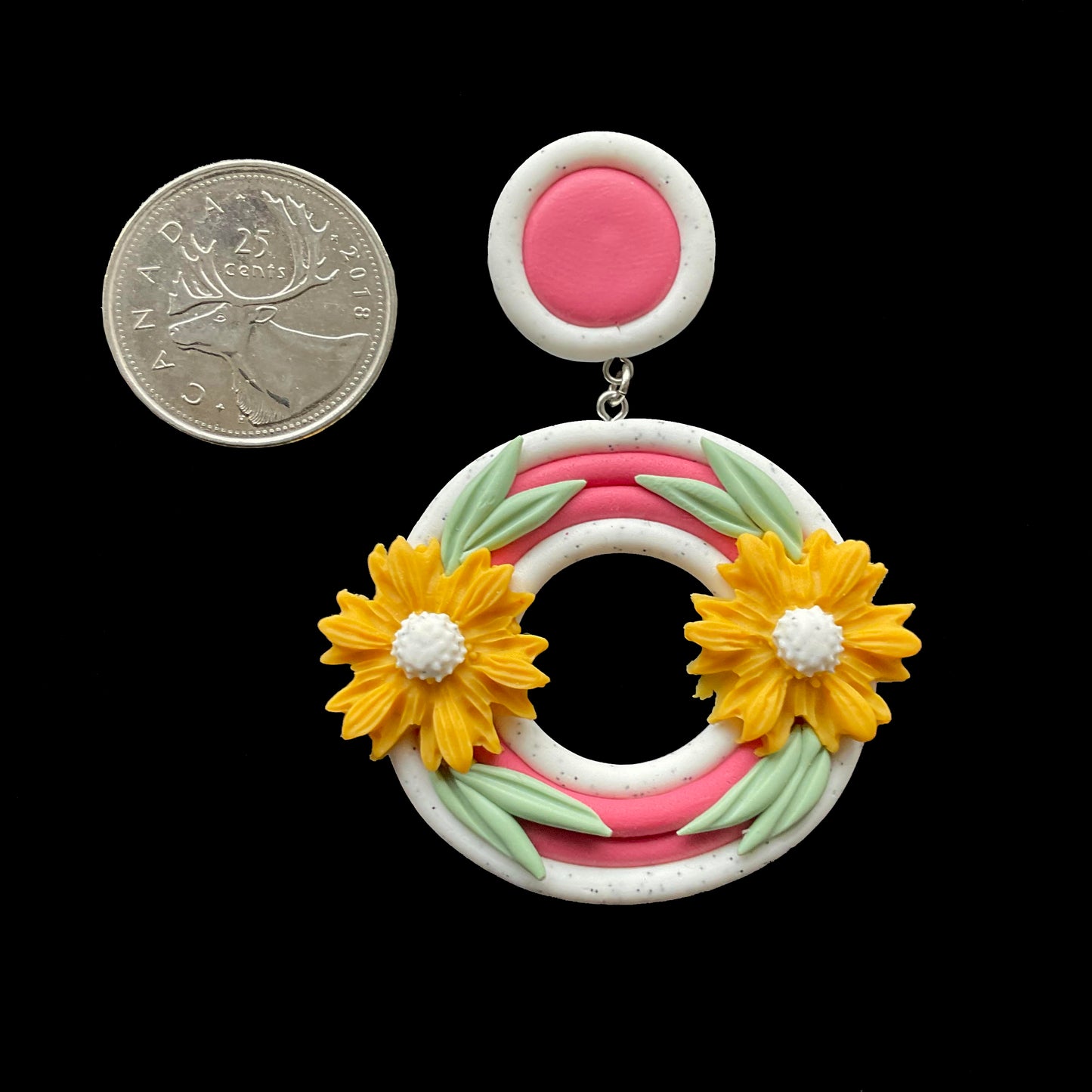 Circle floral earring